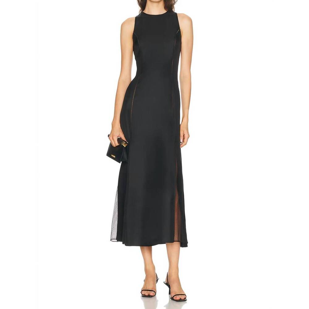 NEW LOULOU DE SAISON iraka silk twill dress in black